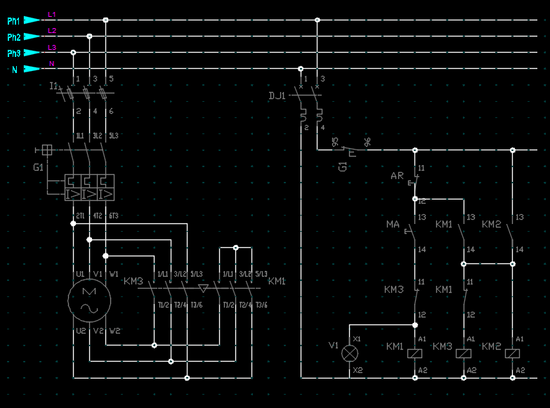Schéma électrique de commande moteur réalisé en CAO/DAO par SEGYR Technologies